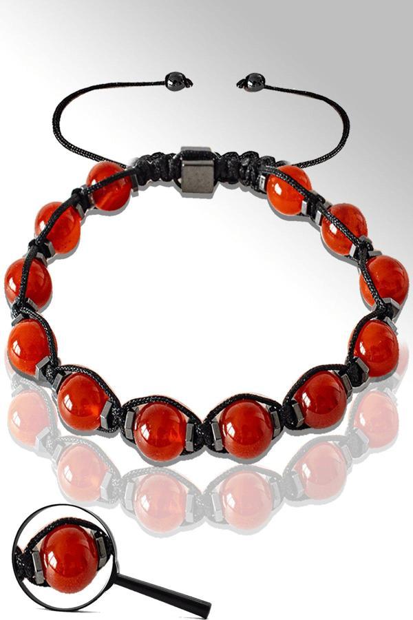 Sertifikalı Makrome Hematitli Kızıl Yemen Akik Taşı Bileklik - Ayarlamalı - Image 1