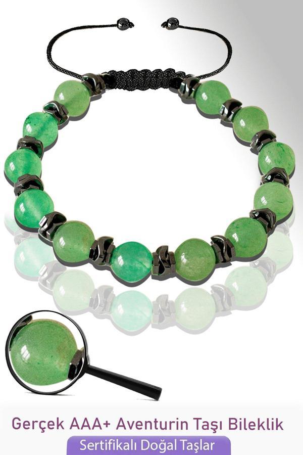 Sertifikalı Gerçek Aventurin Taşı Bileklik - Ayarlamalı - Image 1