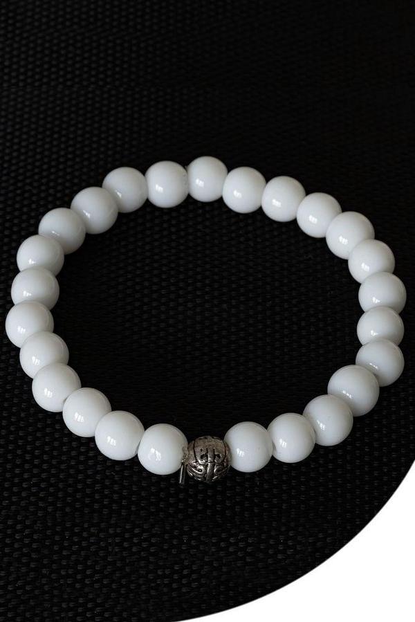 Sertifikalı Boyasız Beyaz Mercan Taşı Bileklik (Gümüş Aparatlı) - Image 1