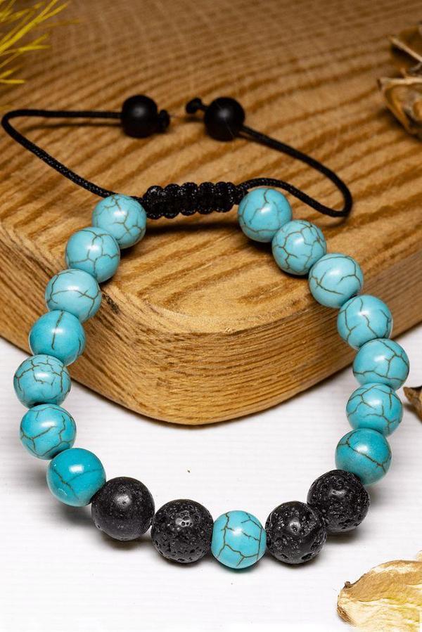 Sertifikalı Aaa+ Firuze Lav Taşı Doğal Taş Bileklik Seti - Image 1