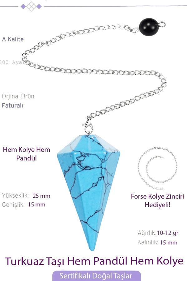 Sertifikalı Turkuaz Taşı Pandül Sarkaç Hem Pandül - Hem Kolye - Image 1
