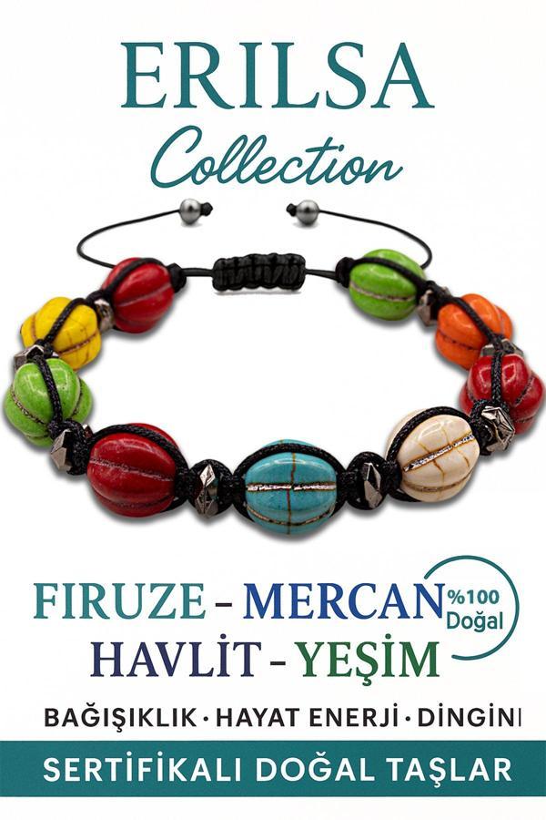 Sertifikalı Karpuz Model Firuze Mercan Havlit Yeşim Taşı Bileklik – Enerji ve Denge - Image 1
