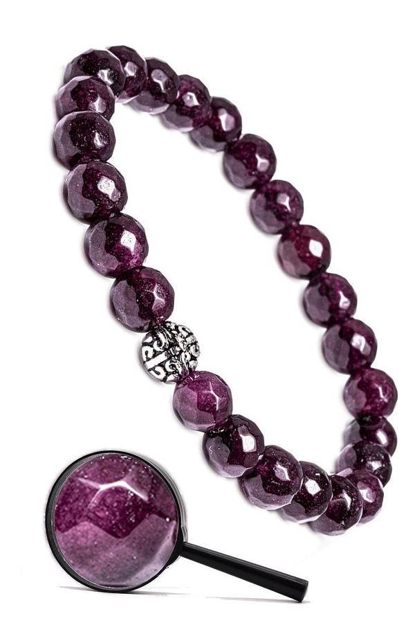 Sertifikalı Gümüş Aparatlı Fasetli Doğal Lal Granat Garnet Taşı Bileklik - Image 1