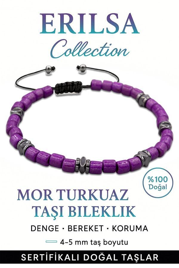 Sertifikalı Terahertz – Mor Turkuaz Taşı Bileklik (İnce Model) – Ruhsal Koruma, Enerji ve Sezgi Taşı - Image 1