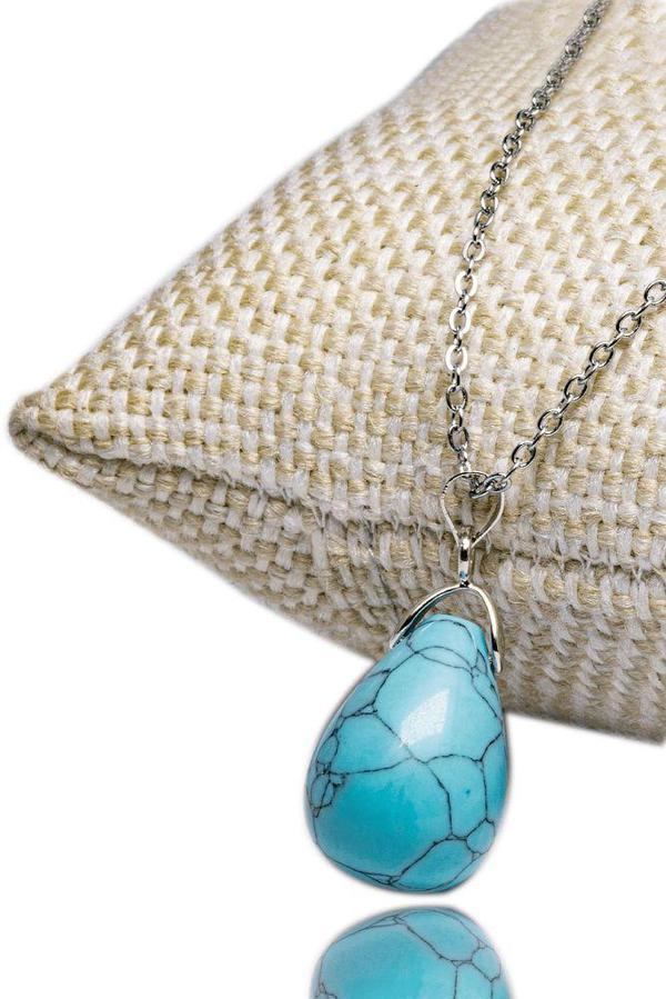 Sertifikalı Doğal Firuze Taşı Kolye (gümüş Aparatlı) - Image 1