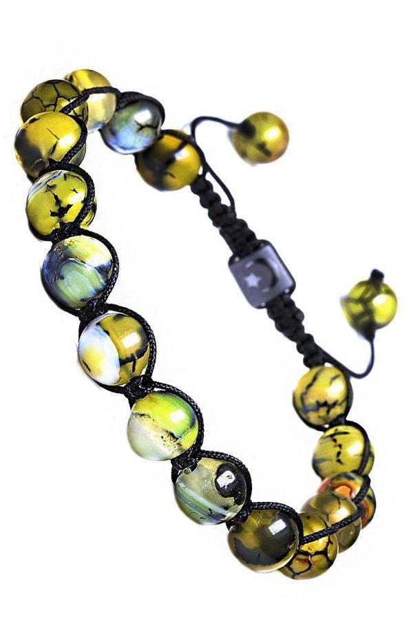 Sertifikalı Makrome Doğal Ejderha Akik Taşı Bileklik - Image 1