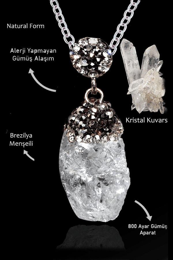 Sertifikalı Zirkon Taşlı Model Ham İşlenmemiş Kristal Kuvars Taşı Kolye - Image 1