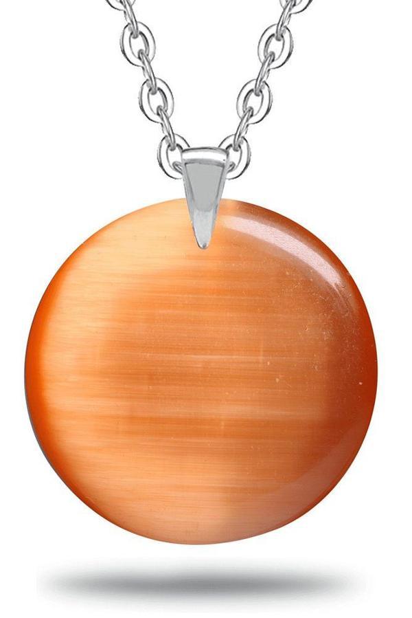 Sertifikalı Yuvarlak Doğal Turuncu Akik Taşı Kolye - Image 1