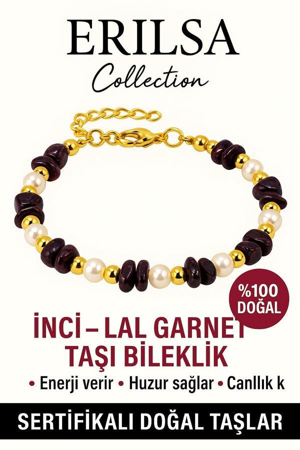 Sertifikalı İnci ve Lal Garnet Taşı Bileklik – Enerji ve Huzur - Image 1