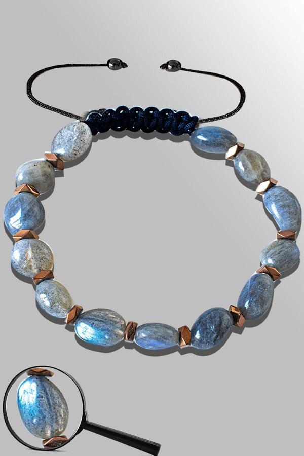 Sertifikalı Amorf Model Gerçek Labradorit Taşı Bileklik - Ayarlamalı - Image 1