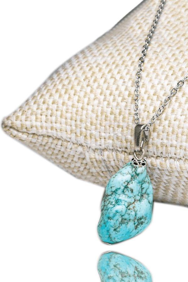 Sertifikalı Ham Işlenmemiş Doğal Firuze Taşı Kolye (Turkuaz Taşı) - Image 1