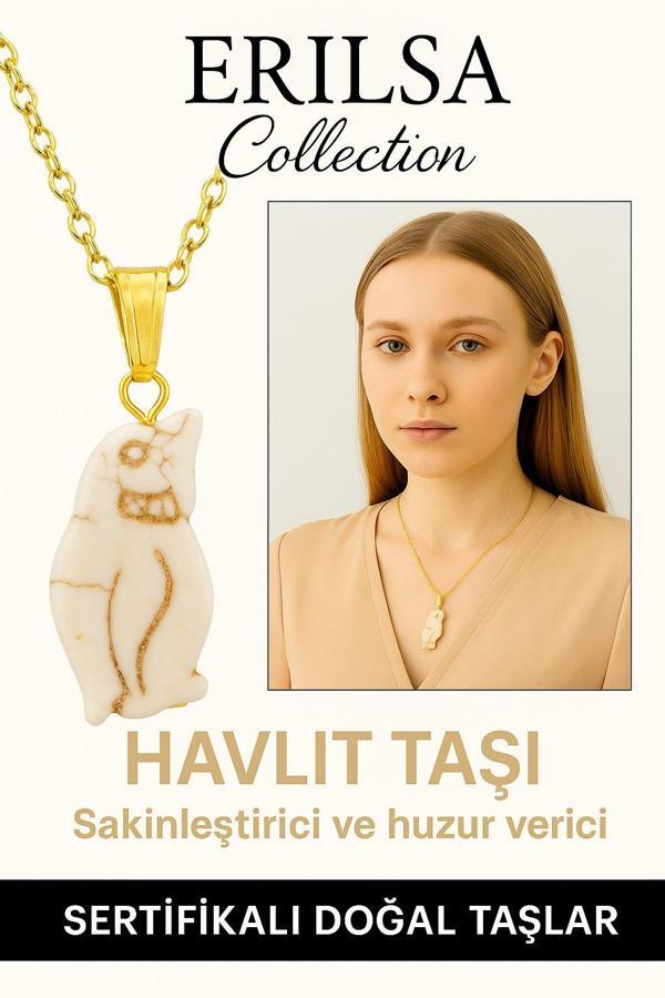 Sertifikalı Sarı Renkli Penguen Model Havlit Taşı Kolye – Huzur, Sadakat ve Ruhsal Denge - Image 1
