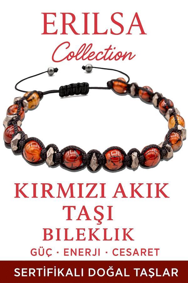 Sertifikalı Terahertz – Kırmızı Akik Taşı Bileklik – Koruma ve Canlılık Enerjisi - Image 1