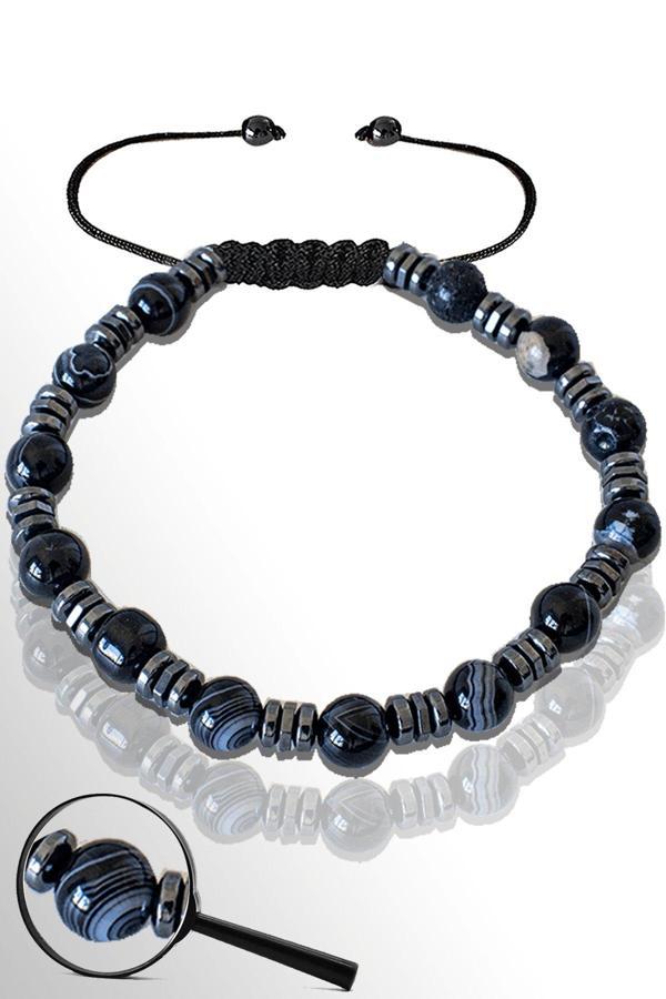 Sertifikalı Hematitli 6 Mm Doğal Siyah Göz Akik Taşı Bileklik - Göz Akiği - Image 1