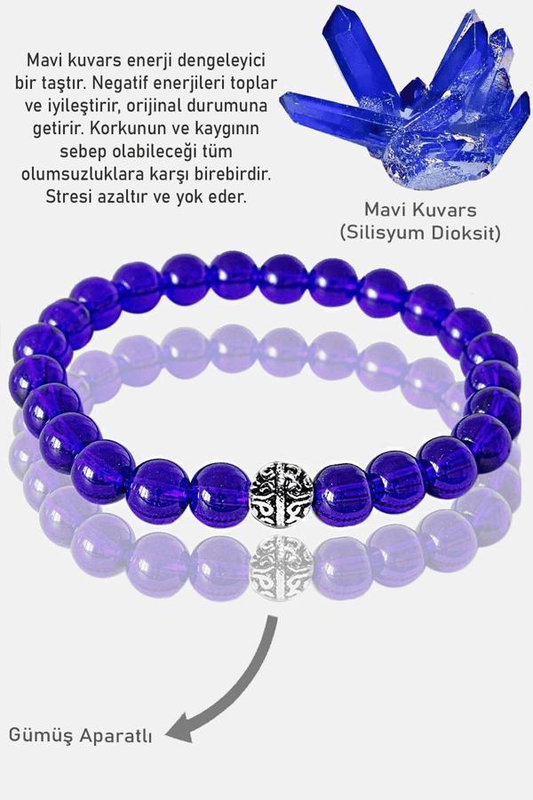 Sertifikalı AAA+ Gece Mavisi Kuvars Taşı Bileklik - Gümüş Aparatlı - Image 1