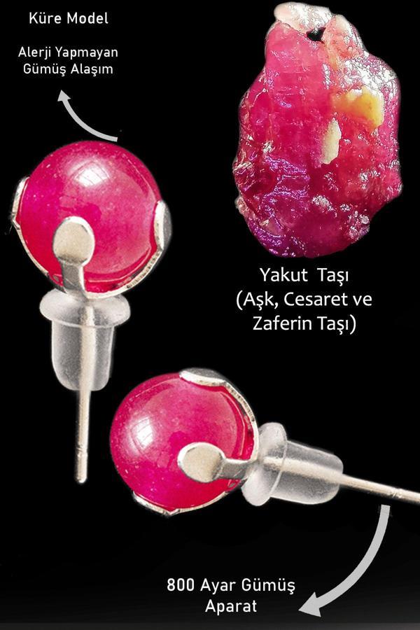 Sertifikalı Yakut Taşı Nokta Doğal Taş Küpe - Image 1