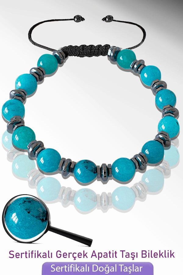 Sertifikalı Gerçek Apatit Taşı Bileklik - Hindistan - Image 1