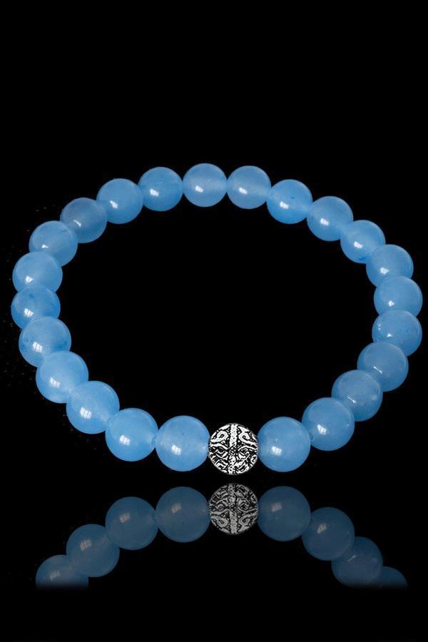 Sertifikalı Mavi Akik Taşı Bileklik - Gümüş Aparatlı - Image 1