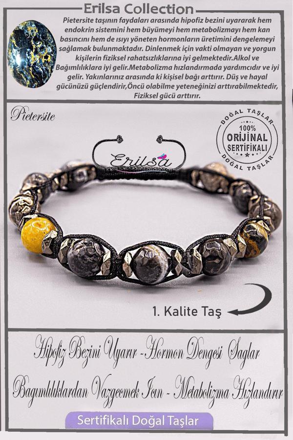 Sertifikalı AAA+ Kalite Gerçek Terahertz - Pietersit Taşı Bileklik - Ayarlamalı - Image 1