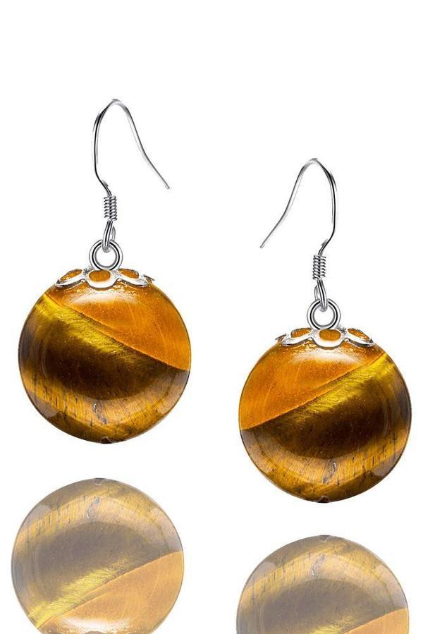 Sertifikalı Gerçek Doğal Kaplan Gözü Taşı Gümüş Küpe - Image 1