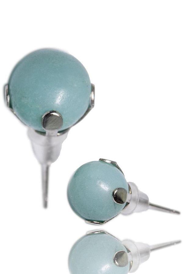 Sertifikalı Doğal Amazonit Taşı Nokta Doğal Taş Küpe - Image 1