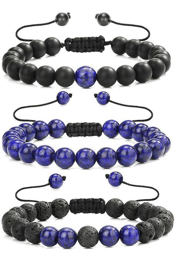 Sertifikalı Doğal Lapis Lazuli Lav Oniks Taşı Bileklik Seti - Image 1