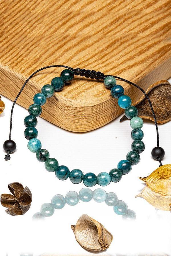 Sertifikalı Aaa+ Apatit Taşı Bileklik - Makrome - Image 1