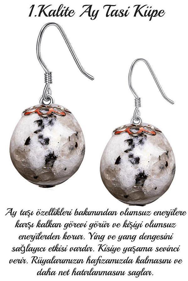 Sertifikalı Benekli Ay Taşı Doğal Taş Küpe - Image 1