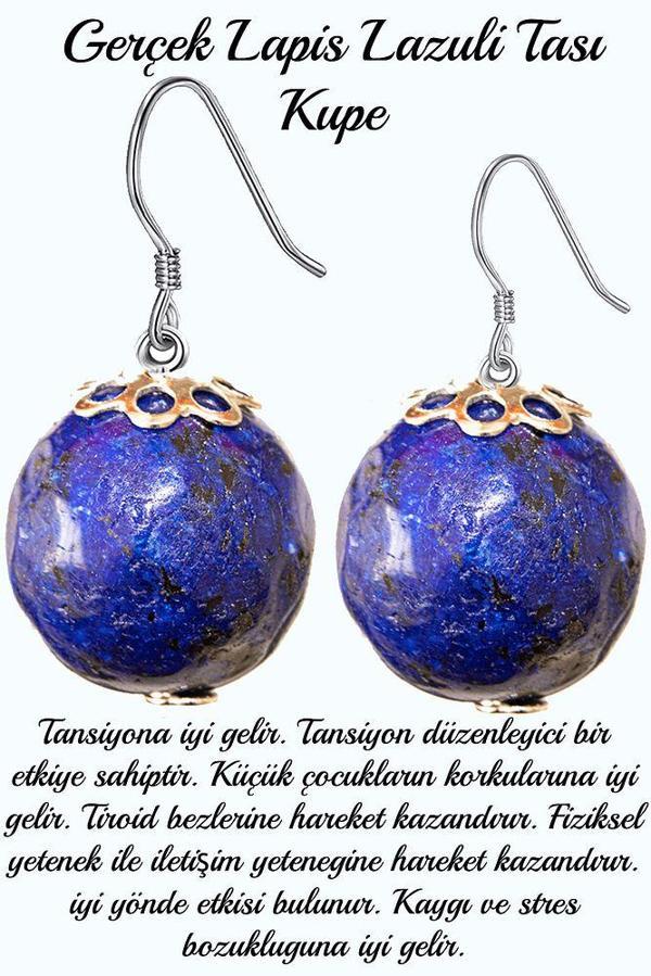 Sertifikalı Lapis Lazuli Taşı Doğal Taş Küpe - Afganistan - Image 1