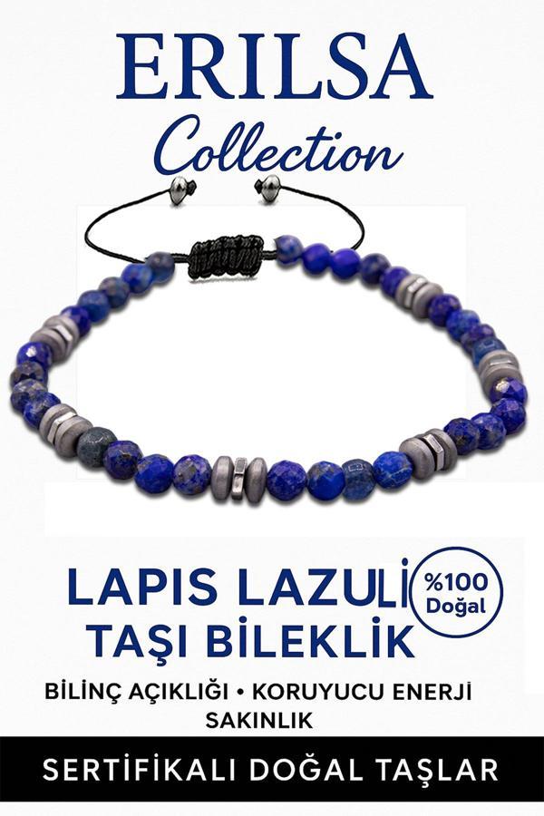 Sertifikalı Fasetli AAA+ Terahertz ve Lapis Lazuli Taşı Bileklik – İnce Model BilgelikTaşı - Image 1