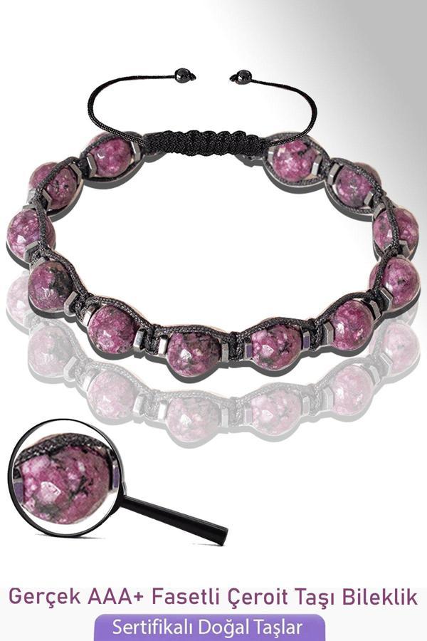 Sertifikalı Gerçek Fasetli Çeroit Taşı Bileklik - Ayarlamalı - Image 1