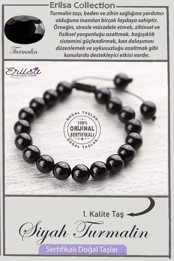 Sertifikalı AAA+ Kalite Gerçek Siyah Turmalin Taşı Bileklik - Image 1