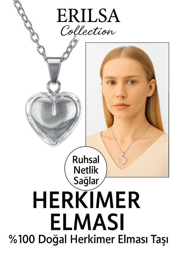 Sertifikalı Kalp Model Herkimer Elması Kolye – Yüksek Frekanslı Netlik ve Işık Taşı - Image 1