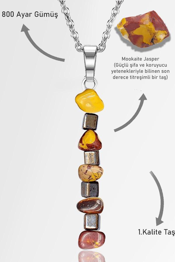 Sertifikalı AAA+ Kırık Taşlı Model Mookaite Jasper Taşı Kolye - Image 1