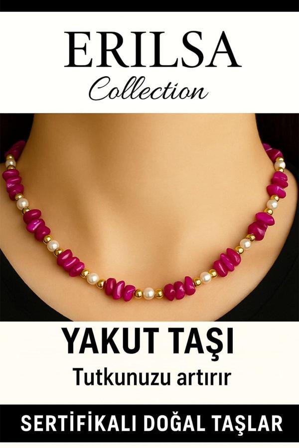 Sertifikalı Kırık Taşlı Model Yakut Taşı Kolye – Sevgi ve Şefkat Enerjisi - Image 1