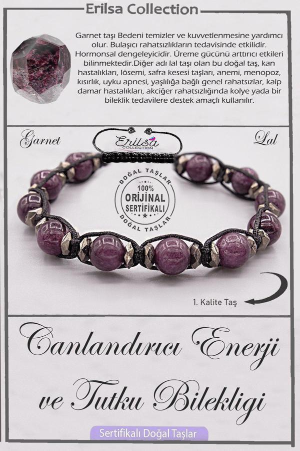 Sertifikalı AAA+ Kalite Doğal Lal Garnet Canlandırma Enerji Tutku Bilekliği - Image 1