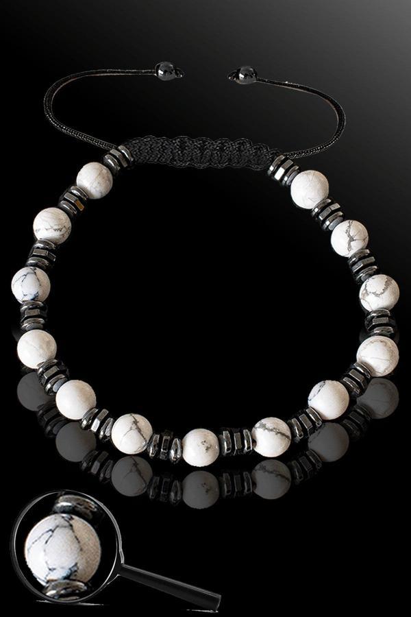 Sertifikalı Silver Hematitli 6 Mm Doğal Havlit Taşı Bileklik - Ayarlamalı - Image 1