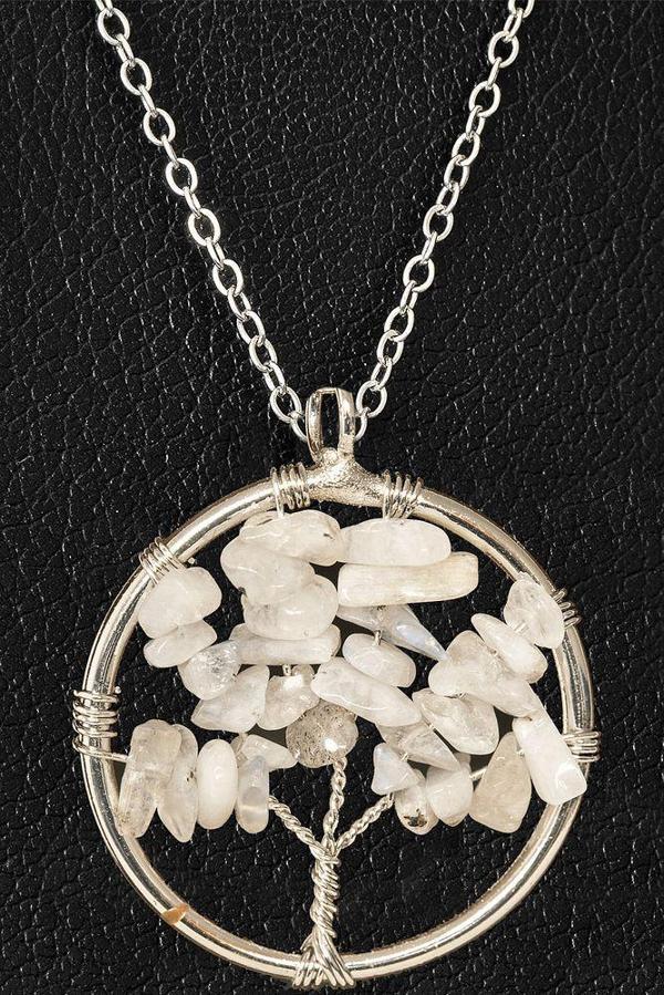 Sertifikalı Gerçek Ay Taşı Hayat Ağacı Kolye - Image 1