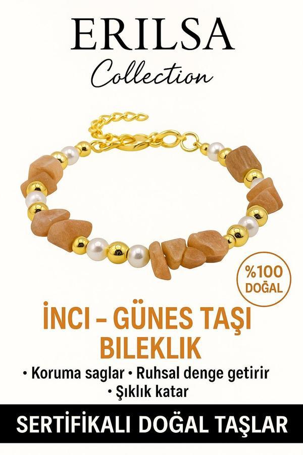 Sertifikalı İnci ve Güneş Taşı Bileklik – Canlılık ve Koruma - Image 1