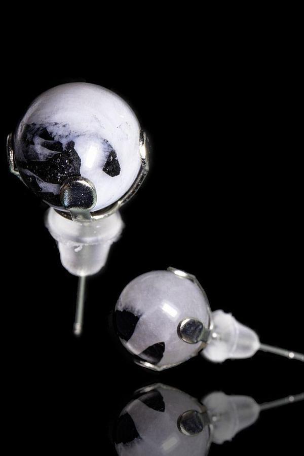 Sertifikalı Gerçek Doğal Ay Taşı Nokta Doğal Taş Küpe - Image 1