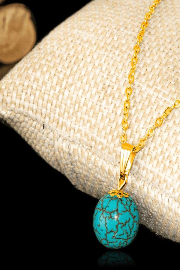 Sertifikalı Gold Küre Model Firuze Taşı Kolye (Turkuaz Taşı) - Image 1