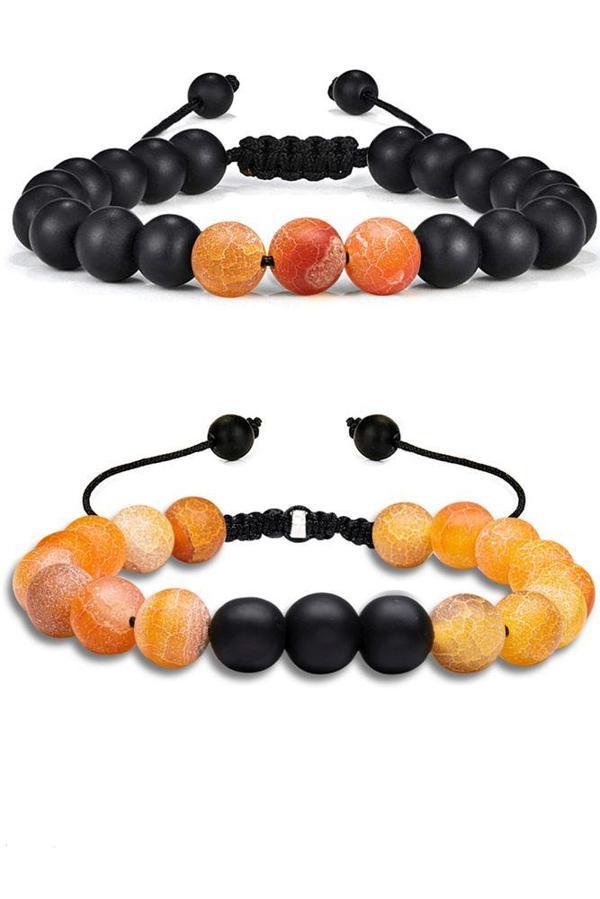Sertifikalı Doğal Turuncu Akik Oniks Taşı Doğal Taş Bileklik Seti - Image 1
