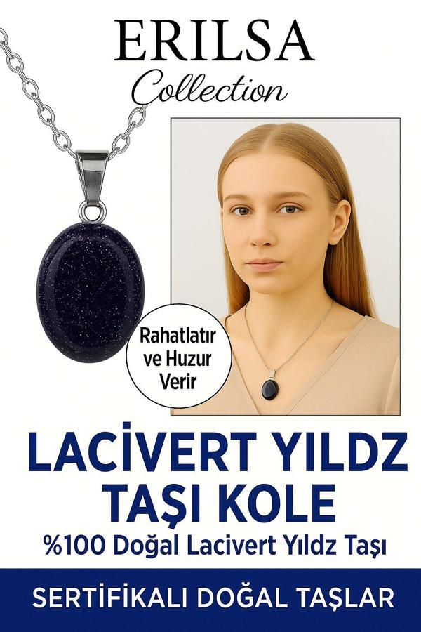 Sertifikalı Oval Lacivert Yıldız Taşı Kolye – Gece Işıltısı, Şans ve Ruhsal Koruma - Image 1