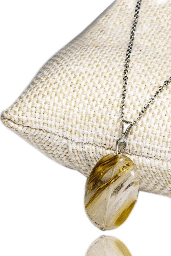 Sertifikalı Doğal Renkli Kuvars Taşı Kolye (gümüş Aparat) Doğal Renkler 45 cm - Image 1