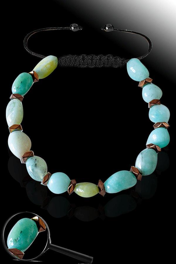 Sertifikalı Amorf Model Gerçek Amazonit Taşı Bileklik - Ayarlamalı - Image 1