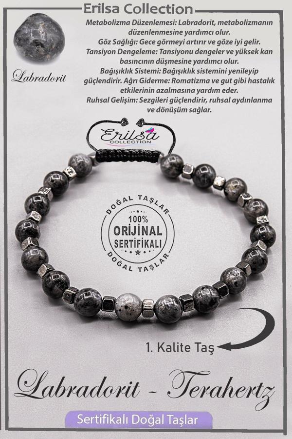 Sertifikalı AAA+ Kalite Gerçek Terahertz - Labradorit Taşı Bileklik - Image 1