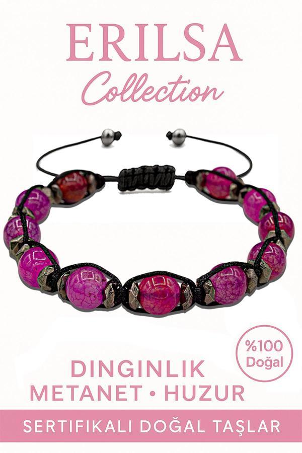 Sertifikalı Terahertz ve Pembe Akik Taşı Bileklik – Sevgi ve Dengeyi Yükseltin - Image 1