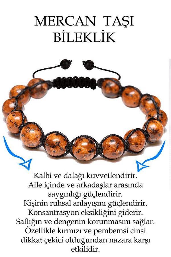 Sertifikalı Mercan Taşı Bileklik - Makrome - Image 1