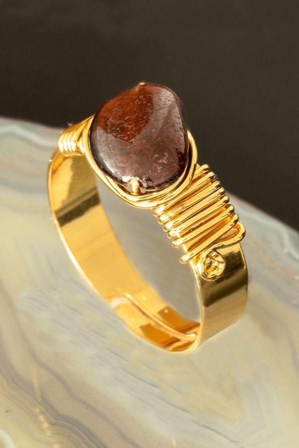 Sertifikalı Kalın Tımbıl Model Lal - Granat - Garnet Taşı Yüzük - Ayarlamalı - Image 1