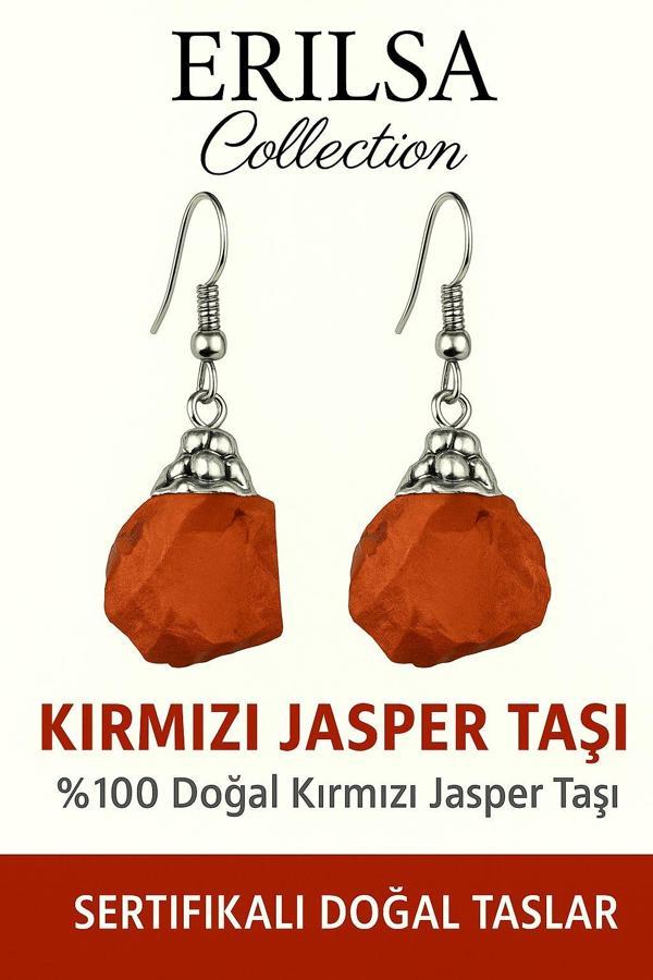 Sertifikalı Ham İşlenmemiş Kırmızı Jasper Taşı Küpe – Güç, Topraklanma ve Ruhsal Dayanıklılık - Image 1